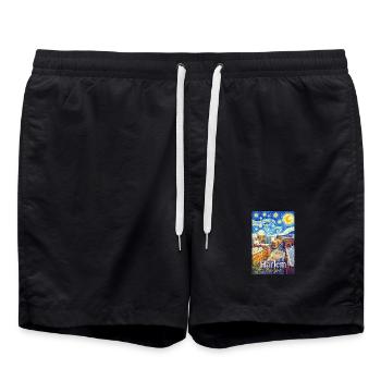 Harlem Nachtstadt Sternenstil - Badeshorts - Schwarz - Vorne - AI Model Male 185 light (185cm)