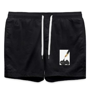 Laisse couler Affiche Stylo-plume Encre Art minimaliste - Short de bain - noir - Devant - AI Model Male 185 light (185cm)