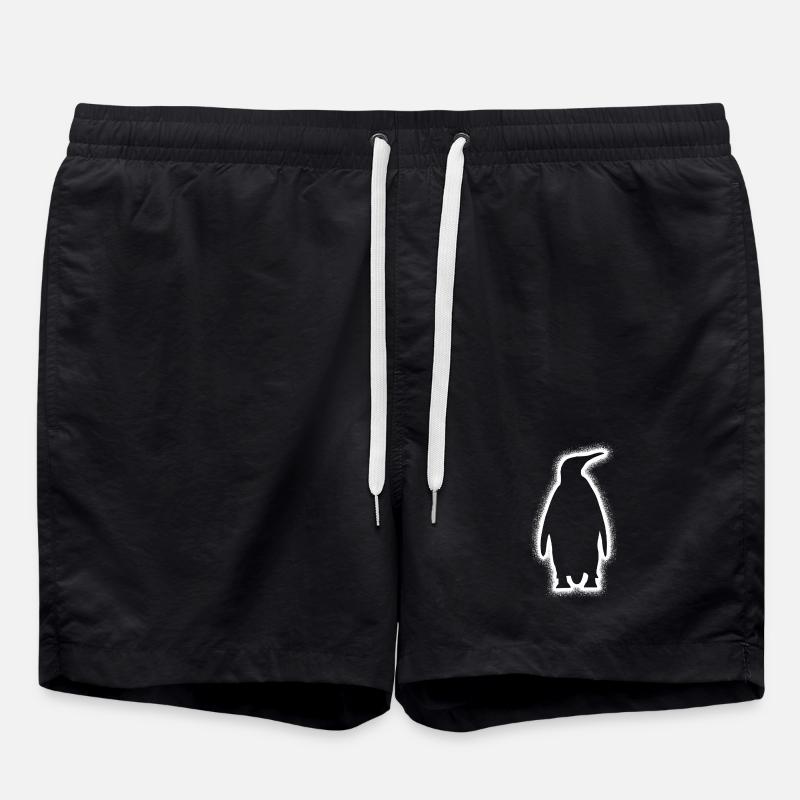 Penguins Men Boys Kids Penguin - Swim Trunks - black