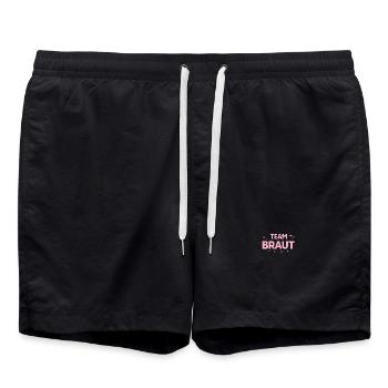 Team Braut Pink Herzen Shirt - Badeshorts - Schwarz - Vorne - AI Model Male 185 light (185cm)
