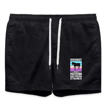 Reiten Pferdeliebhaber Reiterhof Pferde - Badeshorts - Schwarz - Vorne - AI Model Male 185 light (185cm)