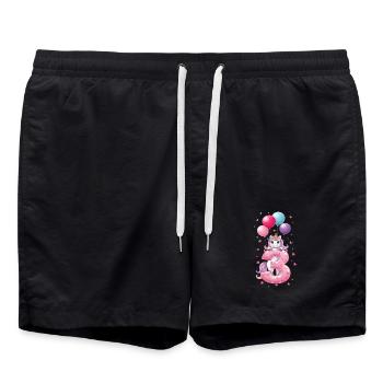 3 Jahre Mädchen Süßes Einhorn 3. Geburtstag - Badeshorts - Schwarz - Vorne - AI Model Male 185 light (185cm)