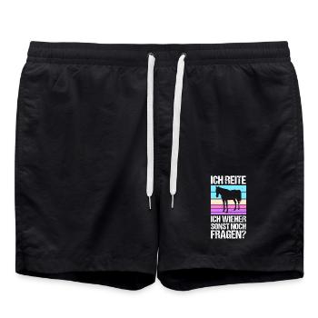 Reiten Pferdeliebhaber Reiterhof Pferde - Badeshorts - Schwarz - Vorne - AI Model Male 185 light (185cm)