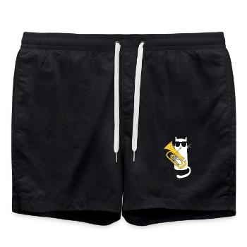 Cor baryton - Chat cool avec des lunettes de soleil - Short de bain - noir - Devant - AI Model Male 185 light (185cm)