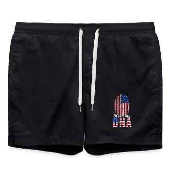 It's In My DNA American Fingerprint USA Flag - Swim Trunks - black - Front - AI Model Male 185 light (185cm)