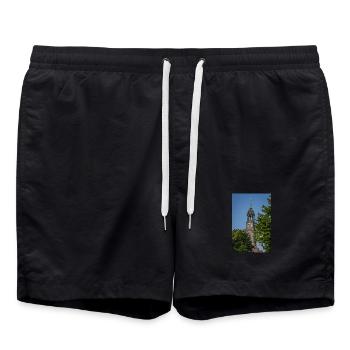 St. Michael's Church between two trees - Swim Trunks - black - Front - AI Model Male 185 light (185cm)