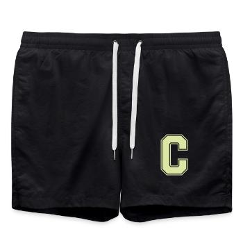 Blockbuchstabe C im Varsity-Stil - Badeshorts - Schwarz - Vorne - AI Model Male 185 light (185cm)
