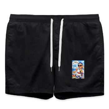 Hellas Morgengruß am Strand - Badeshorts - Schwarz - Vorne - AI Model Male 185 light (185cm)