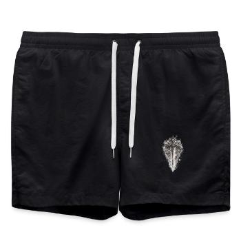 Flaming Skull Sword Gothic Graphic - Swim Trunks - black - Front - AI Model Male 185 light (185cm)