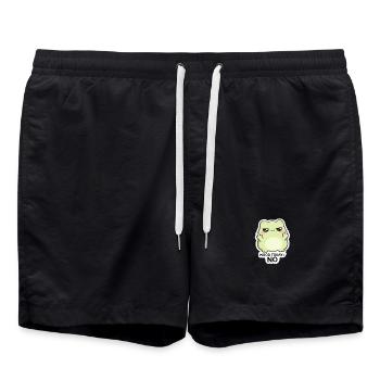 Stimmung heute: Nein – Grüne Kawaii-Kreatur - Badeshorts - Schwarz - Vorne - AI Model Male 185 light (185cm)