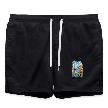 HookSiel Nautik Hafenmotiv - Badeshorts - Schwarz - Vorne - AI Model Male 185 light (185cm)