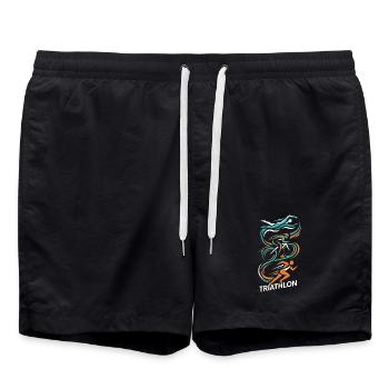 Triathlon | Swim Bike Run | Sport Geschenk - Badeshorts - Schwarz - Vorne - AI Model Male 185 light (185cm)