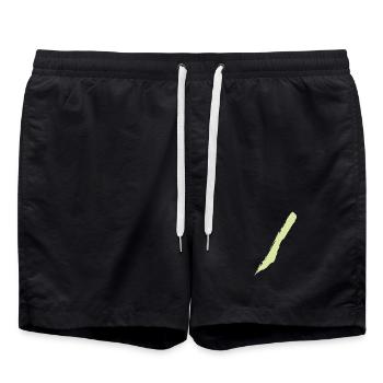 Pinselstrich - Style Streifen / Diagonal - Badeshorts - Schwarz - Vorne - AI Model Male 185 light (185cm)
