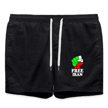 Free iran - Swim Trunks - black - Front - AI Model Male 185 light (185cm)