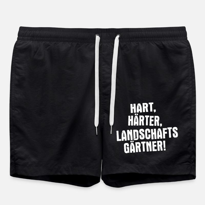 Hard, harder, landscaper - Swim Trunks - black