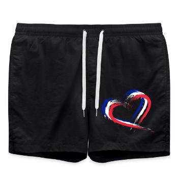 Drapeau coeur couleurs drapeau bannière france - Short de bain - noir - Devant - AI Model Male 185 light (185cm)