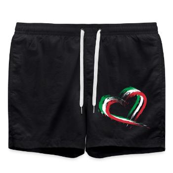 Heart Bust Flag Italy Flag Colors Holiday - Swim Trunks - black - Front - AI Model Male 185 light (185cm)