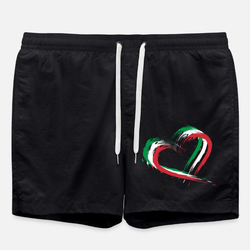 Heart Bust Flag Italy Flag Colors Holiday - Swim Trunks - black