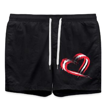 Coeur, brosse, drapeau, de, autriche., Couleurs., Vecteur - Short de bain - noir - Devant - AI Model Male 185 light (185cm)