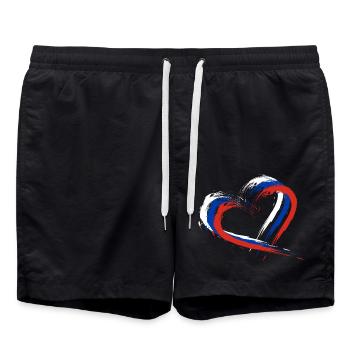 Heart brush flag Russia flag colors design - Swim Trunks - black - Front - AI Model Male 185 light (185cm)