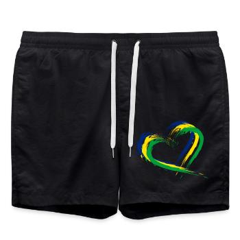 Herz Bürste Flagge Brasilien Fahne Farben Vektor - Swim Trunks - black - Front - AI Model Male 185 light (185cm)