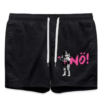 Girlpower Protest-Shirt NÖ! - Badeshorts - Schwarz - Vorne - AI Model Male 185 light (185cm)