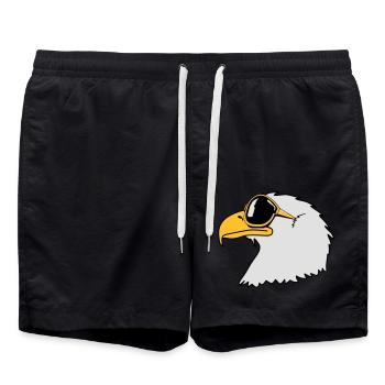 Drôle oiseau cool lunettes de soleil d'aigle - Short de bain - noir - Devant - AI Model Male 185 light (185cm)