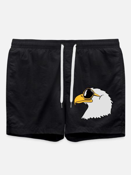 Eagle sunglasses cool bird funny - Swim Trunks - black