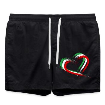 Iran flag heart colors - Swim Trunks - black - Front - AI Model Male 185 light (185cm)