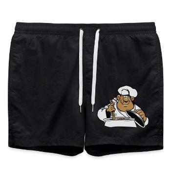 kochen koch comic witzig - Badeshorts - Schwarz - Vorne - AI Model Male 185 light (185cm)