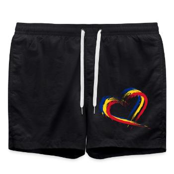 Flag of Romania. Romania colors - Swim Trunks - black - Front - AI Model Male 185 light (185cm)