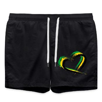 Drapeau de brosse de coeur de la Jamaïque - Short de bain - noir - Devant - AI Model Male 185 light (185cm)