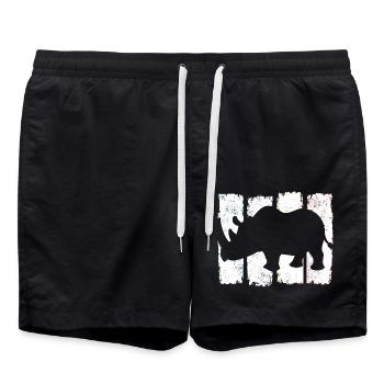 Rhinocéros rhinocéros rétro - Short de bain - noir - Devant - AI Model Male 185 light (185cm)