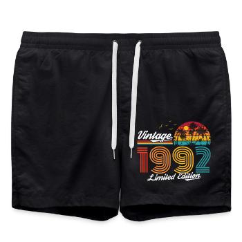 Vintage 1992 anniversaire cadeau vintage rétro - Short de bain - noir - Devant - AI Model Male 185 light (185cm)