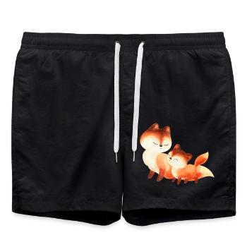 Fuchs Füchse Foxy Waldtier Familie Rotfuchs süß - Badeshorts - Schwarz - Vorne - AI Model Male 185 light (185cm)