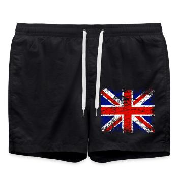 British flag in vintage style - Swim Trunks - black - Front - AI Model Male 185 light (185cm)