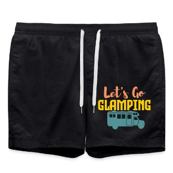Camping und Glamping - Badeshorts - Schwarz - Vorne - AI Model Male 185 light (185cm)