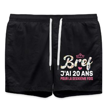 40 Ans Anniversaire Femme J'ai 20 Ans Fois Deux - Short de bain - noir - Devant - AI Model Male 185 light (185cm)