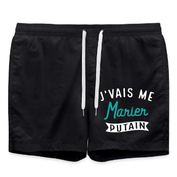 J'vais Me Marier Putain Cadeau Evg Humour Drôle - Short de bain - noir - Devant - AI Model Male 185 light (185cm)