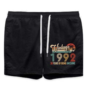 Vintage 1992 Anniversary 30 years to be Awesome - Swim Trunks - black - Front - AI Model Male 185 light (185cm)