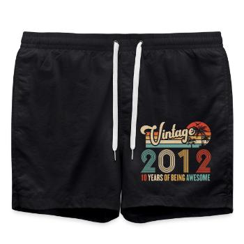 Vintage 2012 Anniversary 10 years to be Awesome - Swim Trunks - black - Front - AI Model Male 185 light (185cm)