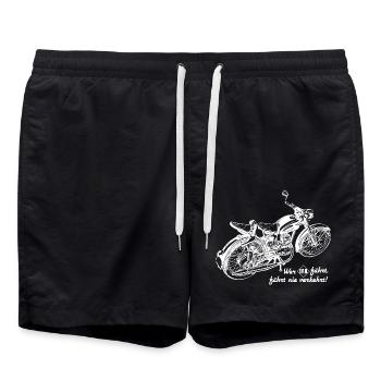 DDR Motorrad RT 125 Oldtimer IFA - Badeshorts - Schwarz - Vorne - AI Model Male 185 light (185cm)