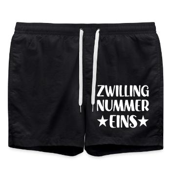 Zwilling Nummer eins Zwillinge - Badeshorts - Schwarz - Vorne - AI Model Male 185 light (185cm)