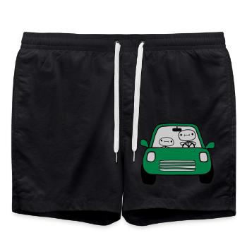 Papa Kind Auto - Badeshorts - Schwarz - Vorne - AI Model Male 185 light (185cm)