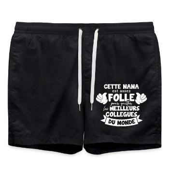 Collègue Nana, humour meilleurs collègues du monde - Short de bain - noir - Devant - AI Model Male 185 light (185cm)