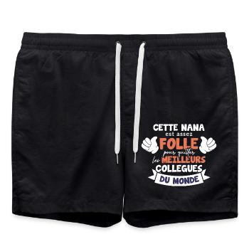 Collègue Nana, humour meilleurs collègues du monde - Short de bain - noir - Devant - AI Model Male 185 light (185cm)
