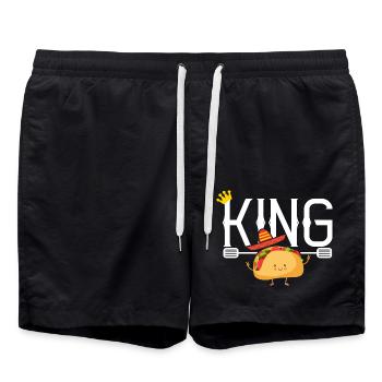 king taco tacos Mexican cuisine - Swim Trunks - black - Front - AI Model Male 185 light (185cm)