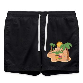 Ani et melon sur l’île été melon ananas - Short de bain - noir - Devant - AI Model Male 185 light (185cm)