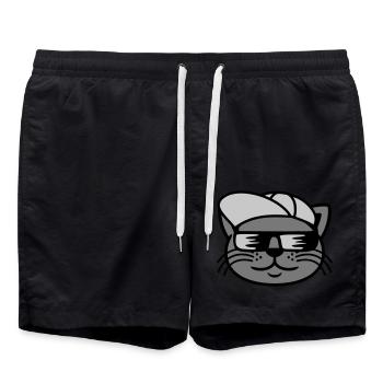 Sunglasses cat face cool - Swim Trunks - black - Front - AI Model Male 185 light (185cm)