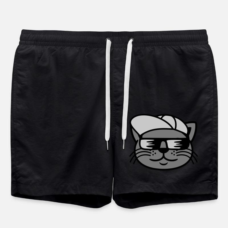 Sunglasses cat face cool - Swim Trunks - black